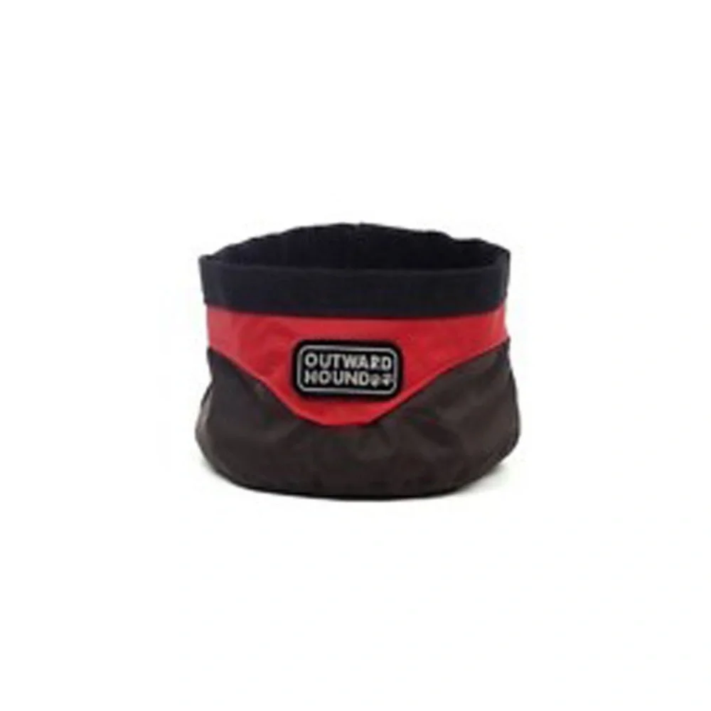 Portable Outward Hound Pet Bowl in Red & Black